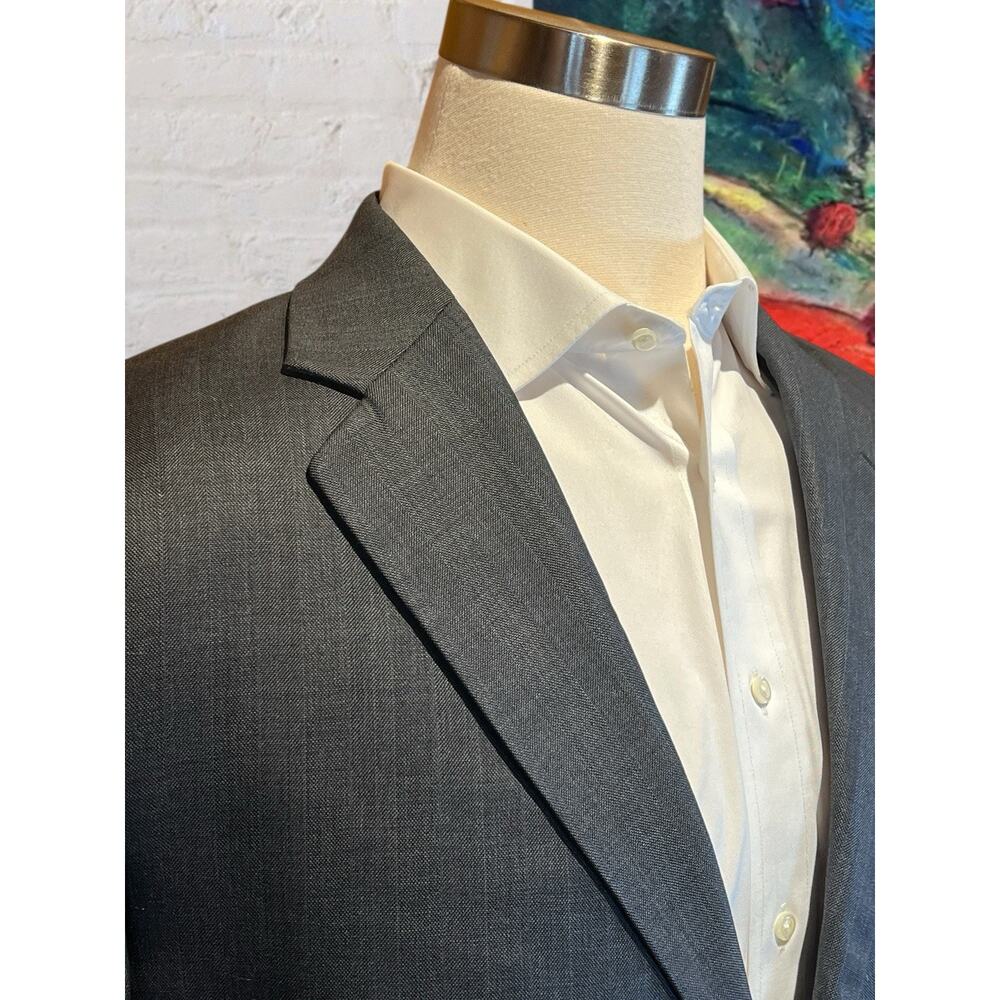 Vito Rufolo Italy Mens 46R 39x31 Gray with Ice Blue Stripe Super 100s Suit Note - Picture 3 of 16